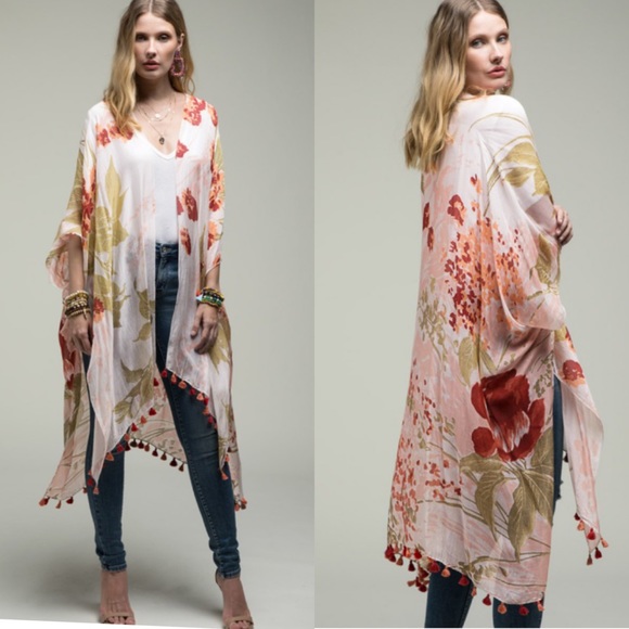 Sweet Nothin’s Watercolor Floral Garden Kimono - Picture 2 of 11